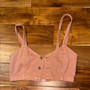 Stylish Pink Button-Up Crop Top